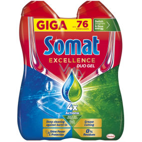 Somat Excellence Duo AntiGrease gel do myčky proti mastnotě 76 dávek 2 x 684 ml