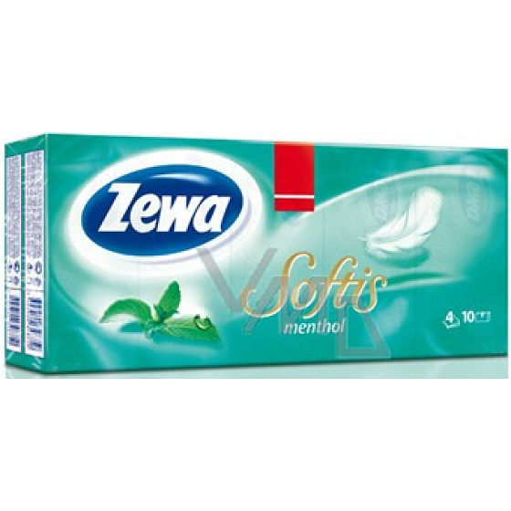 Zewa Softis Menthol papírové parfémované kapesníky 4vrstvé 10 x 10 kusů