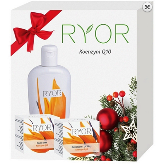 Ryor Koenzym Q10 denní krém s UV filtry 50 ml + Ryor Koenzym Q10 noční krém 50 ml + Ryor Koenzym Q10 tělové mléko 300 ml, kosmetická sada