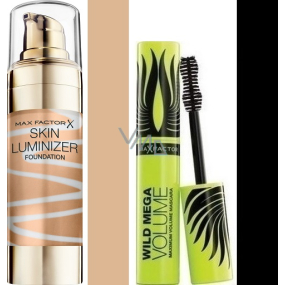 Max Factor Skin Luminizer Foundation make-up 45 Warm Almond 30 ml + Wild Mega Volume řasenka černá 11 ml