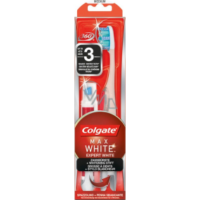 Colgate Max White Expert White Medium střední zubní kartáček + bělicí pero 5 ml