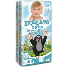 Dollano Baby Krtečkovy plenky Premium XL 10-17 kg plenkové kalhotky 50 kusů