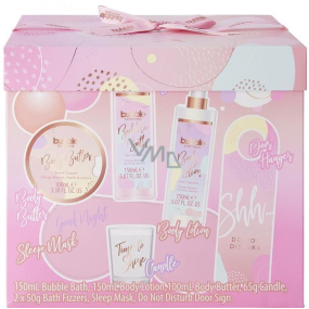 Sunkissed Bubble Boutique tělové mléko 150 ml + pěna do koupele 150 ml + tělové máslo 100 ml + koule do koupele 2 x 50 g + svíčka 65 g + maska na oči + visačka na dveře, kosmetická sada pro ženy