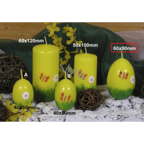 Lima Jarní motiv svíčka žlutá vajíčko velké 60 x 90 mm 1 kus