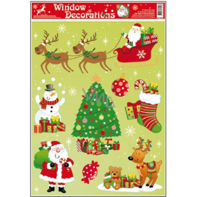 Okenní fólie bez lepidla vánoční motivy uprostřed vánoční stromek 42 x 30 cm