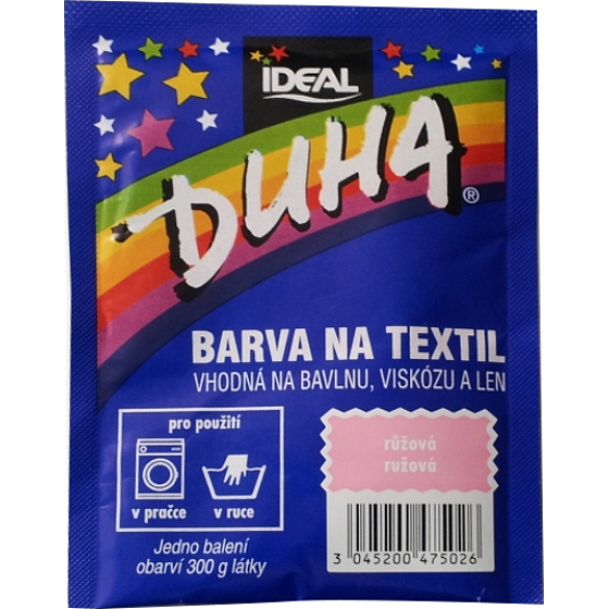 Ideal Duha růžová, barva na textil na bavlnu, viskozu a len, na 300 g látky, 15 g