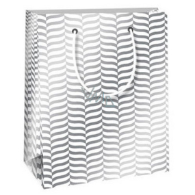 Ditipo Dárková papírová taška 11,4 x 6,4 x 14,6 cm Trendy colours bílo-šedá