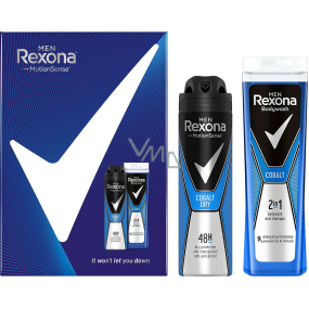Rexona Men Cobalt Dry sprchový gel 250 ml + antiperspirant deodorant sprej 150 ml, kosmetická sada pro muže