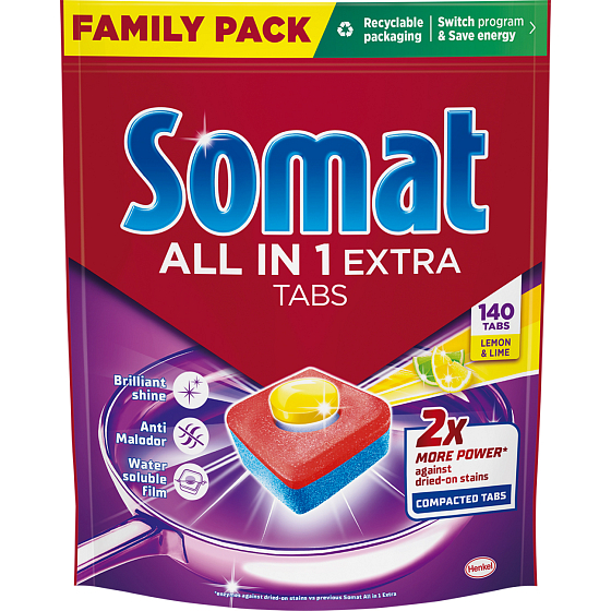 Somat Tablety do myčky All in 1 Extra Lemon 140 ks