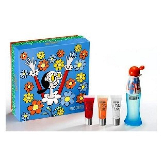 Moschino I Love Love toaletní voda 50 ml + 3 lesky na rty, dárková sada