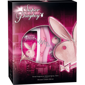 Playboy Super Playboy for Her parfémovaný deodorant sklo pro ženy 75 ml + sprchový gel 250 ml, kosmetická sada