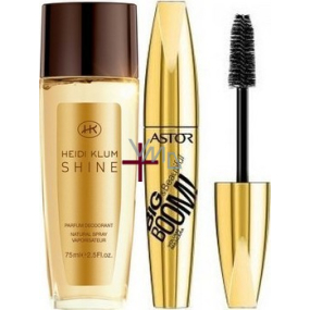Astor Big & Beautiful Boom! Řasenka černá 12 ml + Heidi Klum Shine parfémovaný deodorant sklo pro ženy 75 ml, kosmetická sada