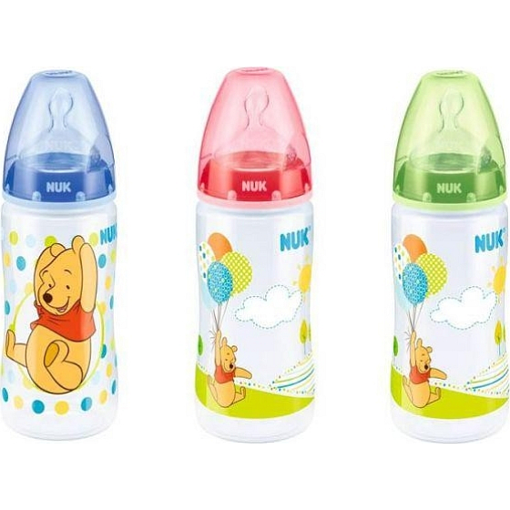 Nuk First Choice Disney Pú silikonové pítko 0-6 měsíců láhev plastová 300 ml