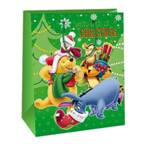 Ditipo Dárková papírová taška 26,4 x 12 x 32,4 cm Disney Medvídek Pú Merry Christmas