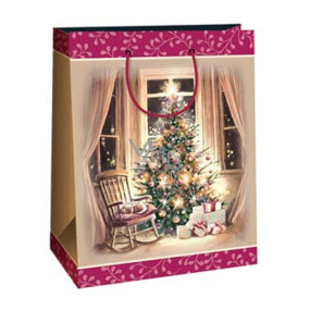 Ditipo Dárková kraftová taška 22 x 10 x 29 cm vánoční strom, houpací křeslo