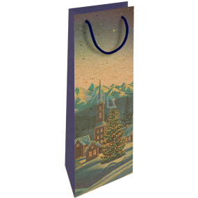 Nekupto Dárková kraftová taška na láhev 15 x 40 cm Vánoční zimní krajina 613 WHLH