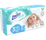 Linteo Baby Premium 3 Midi 5 - 9 kg jednorázové plenky 54 kusů