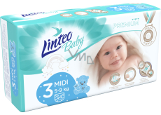 Linteo Baby Premium 3 Midi 5 - 9 kg jednorázové plenky 54 kusů