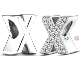 Charm Sterlingové stříbro 925 Abecední písmeno X, korálek na náramek
