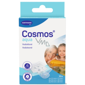 Cosmos Aqua vodotěsná náplast 3 velikosti 10 kusů