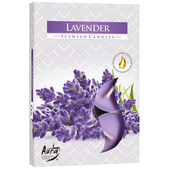 Bispol Aura Lavender - Levandule vonné čajové svíčky 6 kusů