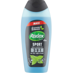 Radox Men Sport Máta a mořská sůl 3v1 sprchový gel a šampon pro muže 400 ml