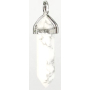 Magnezit / Howlit bílý kyvadlo šestihran přívěsek přírodní kámen 41 x 13 mm, očistný kámen