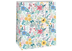 Ditipo Dárková papírová taška 18 x 10 x 22,7 cm Bílá barevné luční květy