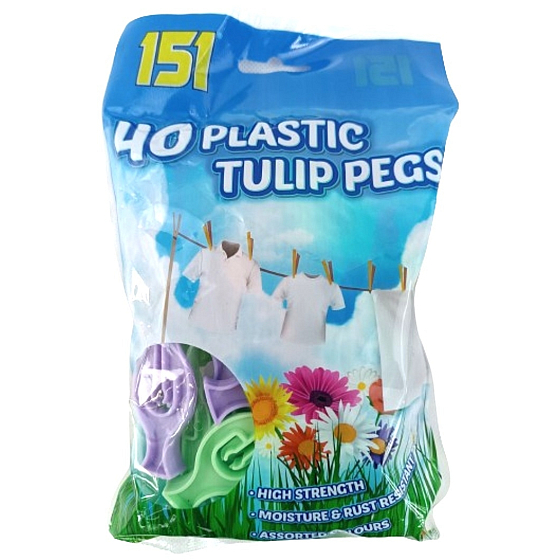 Kolíčky Tulipán na prádlo plastové 40 kusů