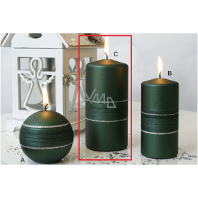 Lima Sparkling svíčka zelená matná válec 70 x 150 mm 1 kus