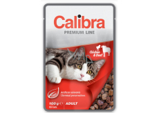 Calibra Premium Kuře a hovězí v omáčce kompletní krmivo pro dospělé kočky kapsa 100 g
