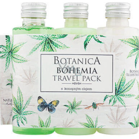 Bohemia Gifts Botanica Konopný olej sprchový gel 75 ml + šampon 75 ml + tělové mléko 75 ml, cestovní balení