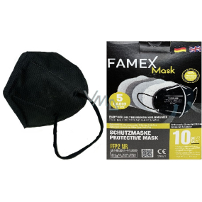 Famex Respirátor ústní ochranný 5-vrstvý FFP2 obličejová maska černá 10 kusů