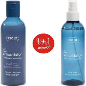 Ziaja Acai Berry micelární gel s peelingem 200 ml+ Ziaja Acai Berry pleťový tonik s kyselinou hyaluronovou rozprašovač 200 ml, duopack