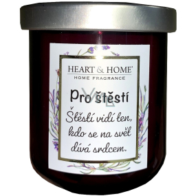 Heart & Home Sladké třešně sójová vonná svíčka s nápisem Pro štěstí 110 g