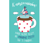 Albi Hrací přání do obálky K narozeninám Kočka s kávou 14,8 x 21 cm