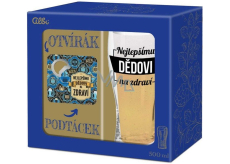 Albi Nejlepšímu dědovi na zdraví půllitr 500 ml + podtácek a otvírák 2v1, dárková sada