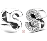 Charm Sterlingové stříbro 925 Abecední písmeno S, korálek na náramek
