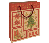 Nekupto Dárková kraftová taška 25 x 8 x 19 cm Vánoční hvězda a stromeček