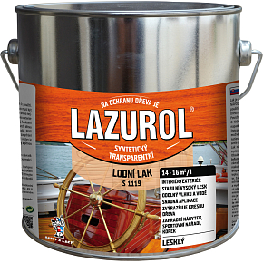 Lazurol S1119 lodní lak odolný lak na dřevo bezbarvý, lesk 2,5 l