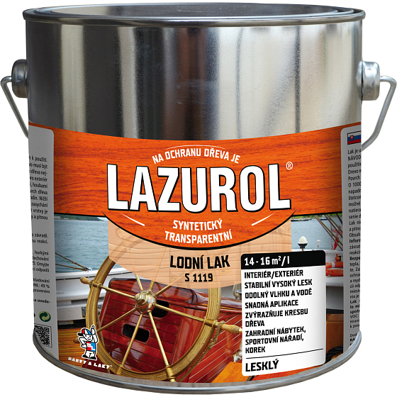 Lazurol S1119 lodní lak odolný lak na dřevo bezbarvý, lesk 2,5 l