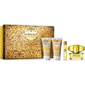 Versace Yellow Diamond toaletní voda s rozprašovačem 50 ml + tělové mléko 50 ml + sprchový gel 50 ml + mini Roller 10 ml, dárková sada