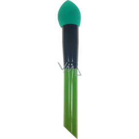 Kosmetický štětec s pěnovou houbičkou zeleno-černá rukojeť 16 cm 30390