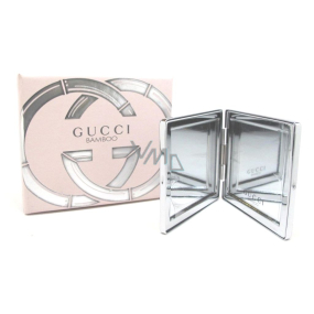 Gucci Bamboo Metal Silver zrcátko oboustranné stříbrné 6,5 x 6 x 0,8 cm