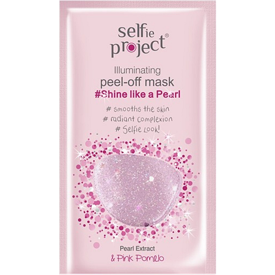 Selfie Project Rozjasňující slupovací pleťová peel-off maska, zářivá jako perla 12 ml