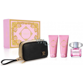 Versace Bright Crystal toaletní voda pro ženy 90 ml + tělové mléko 100 ml + sprchový gel 100 ml + kosmetická taška, dárková sada pro ženy