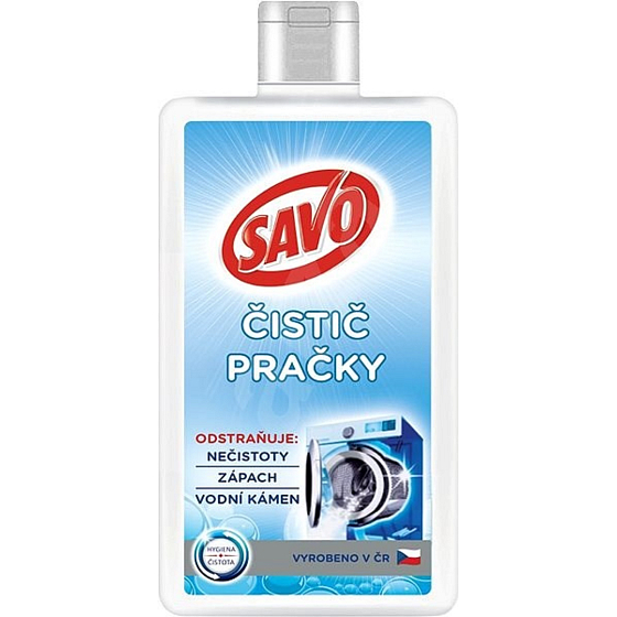 Savo Čistič pračky odstraňuje zbytky pracího prášku, nečistoty, vodní kámen a další usazeniny 250 ml