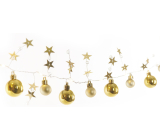 Emos Vánoční girlanda se zlatými koulemi a hvězdami 1,9 m, 20 LED, teplá bílá