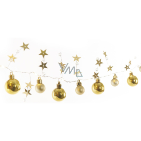 Emos Vánoční girlanda se zlatými koulemi a hvězdami 1,9 m, 20 LED, teplá bílá