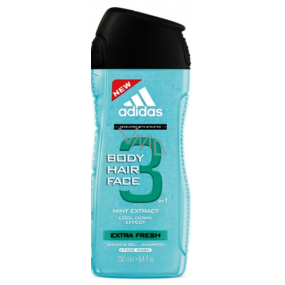 Adidas Extra Fresh 3v1 sprchový gel na tělo, vlasy a tvář pro muže 250 ml